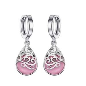 TEARDROP Druse Crystal Drop Dangle Earrings for Women Girls Cubic Zirconia